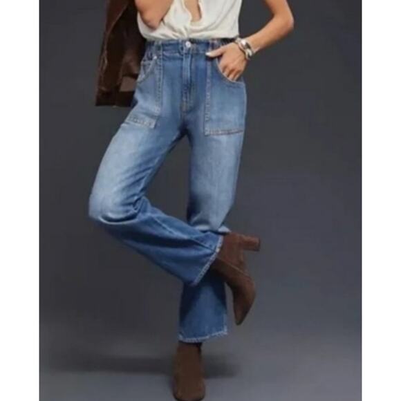 Hudson Jeans Remi High Rise Straight Leg Jeans Elastic Waist Summer Wind 28 / 6 - Picture 1 of 12